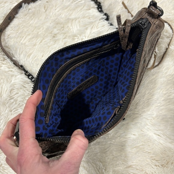 Rebecca Minkoff Mini Mac Croc Green Gold Chain crossbody purse Bag Embossed - Picture 10 of 14